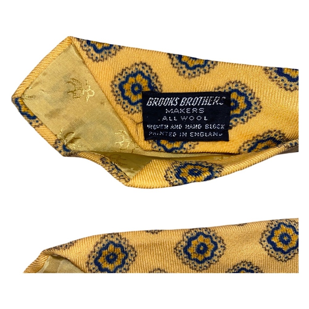Brooks Brothers Makers All Wool woven hand block printed in England mandala tie - Picture 3 of 5